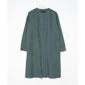 「TRANS WORK」 ノーカラーコート 40 グリーン レディース