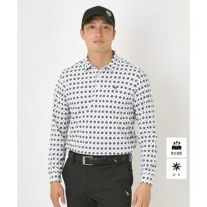 ポロシャツ 「UVカット・吸水速乾」アスコットプリント長袖ポロシャツ メンズ