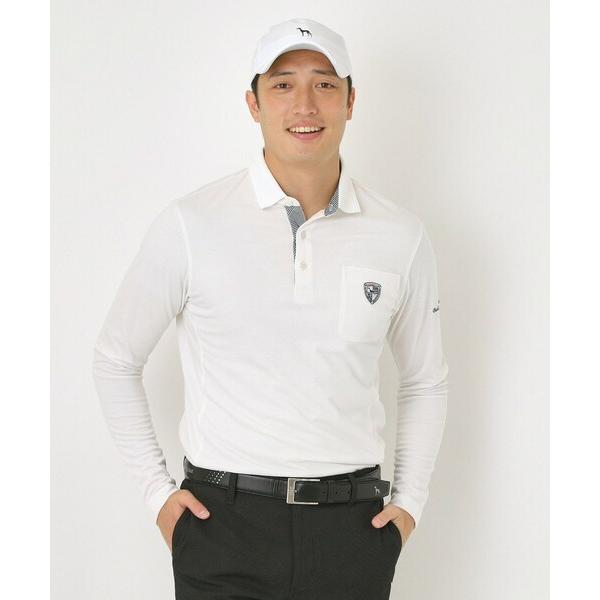 ポロシャツ 「吸湿発熱」小紋ジャカード長袖ポロシャツ メンズ