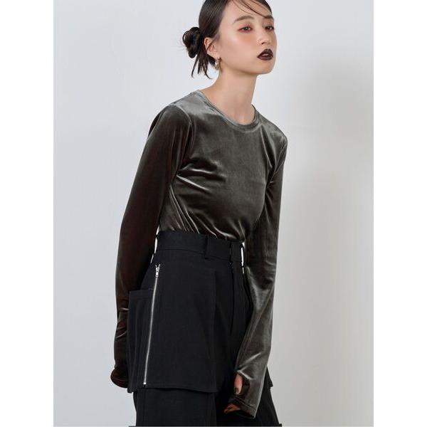 tシャツ シャンブレーベロアトップス レディース