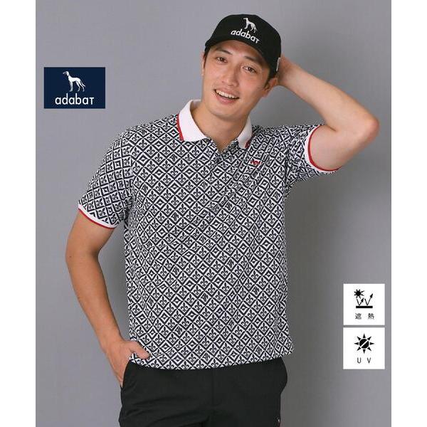 ポロシャツ 「新レーベル ADABAT NAVY」遮熱 フルールドリスポロシャツ メンズ