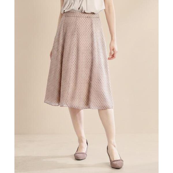 スカート 「マシンウォッシュ可／セットアップ可」コツキ柄プリントフレアスカート