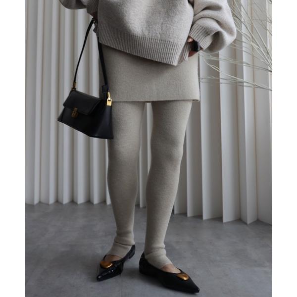 レギンス スパッツ 「スカート付きニットレギンス」レイヤードスタイル レディース