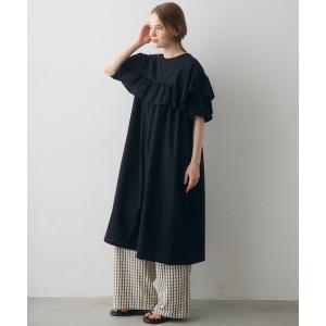 ワンピース 半袖 front frill puff long onepiece / フロントフリルパフロングワンピース