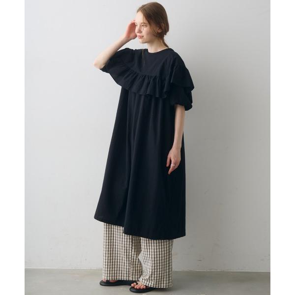 ワンピース 半袖 front frill puff long onepiece / フロントフリルパ...