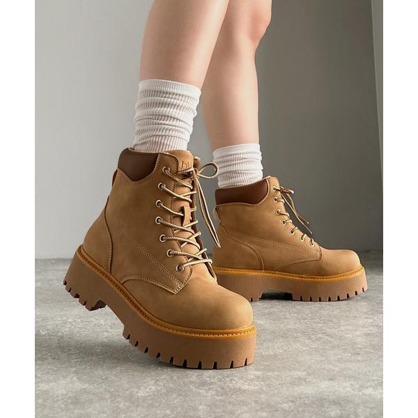 ブーツ 「JaVaジャバコラボ」ボリューム感でスタイルアップを叶える♪ヌバック調素材７ホール撥水加工...