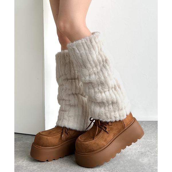 ブーツ 「mily bilet」ファー着脱可能♪２WAYヌバック調素材ボリュームソールファームートン...