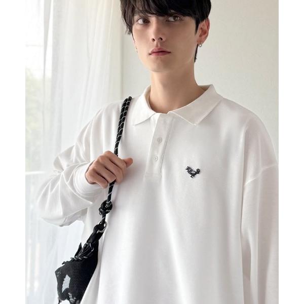 ポロシャツ 「万能アイテム。」胸刺繍入り鹿の子ポロシャツ（長袖）／Embroidery Basic ...