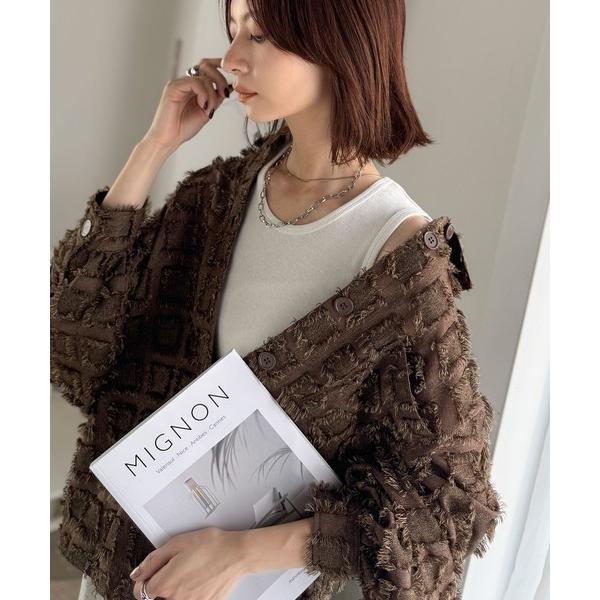 ブラウス シャツ 「いつもの羽織」のスパイスに。立体チェックで周りと差がつく一着。フリンジチェックジ...