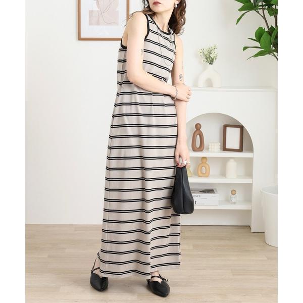 ワンピース カップ付きボーダー柄アメスリワンピース