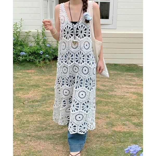 ワンピース 刺繍ロングワンピース