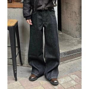 ジーンズ 「D-LAND」ボタンフライ リジットデニム バギーパンツ