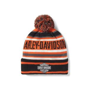 ニット帽 ニットキャップ ハーレーダビッドソン ストライプポンポンビーニー メンズ レディース