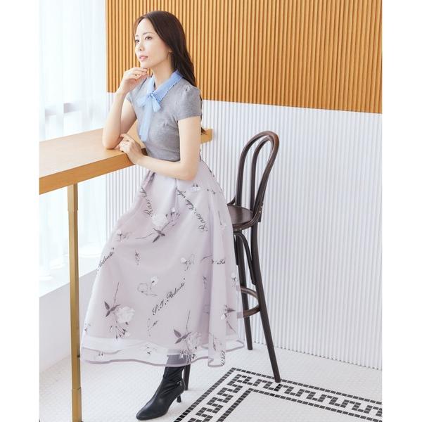 スカート 「CELFORD×P.J. REDOUTEコラボ」 Rosa刺繍チュールスカート