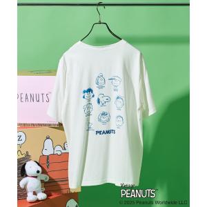 tシャツ 半袖 PEANUTS フレンズ ロゴ刺繍 プリントTシャツ/ピーナッツ/スヌーピー　限定展開 レディース