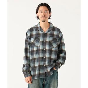 シャツ プリント オンブレチェック オープンカラーシャツ メンズ レディース