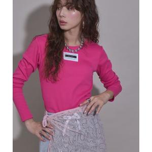 tシャツ 背あきカップ付きカラーロンT レディース