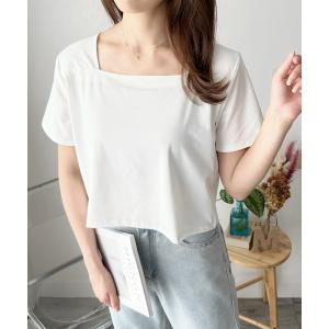 tシャツ デニムにもスカートにも合う着回しに便利な一枚♪　スクエアネック半袖カットソー レディース