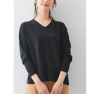 ニット セーター 「UVカット」サイドスリットVネックニット　(洗濯機OK) レディース