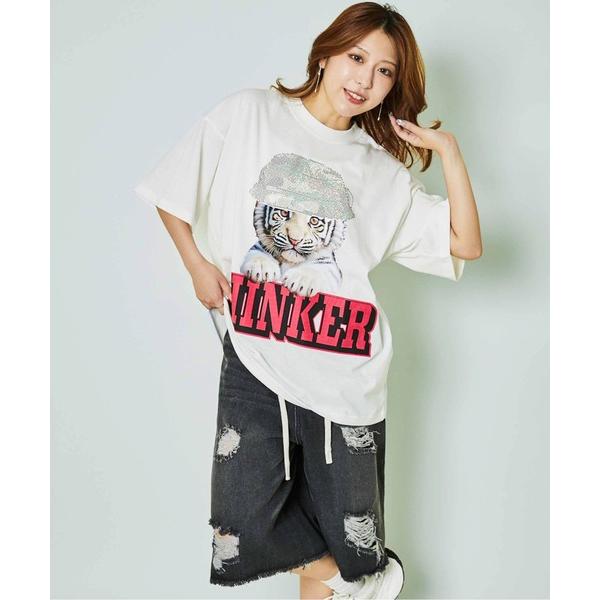 tシャツ 「ラインストーンロゴ×ビッグT」映え確トップス レディース