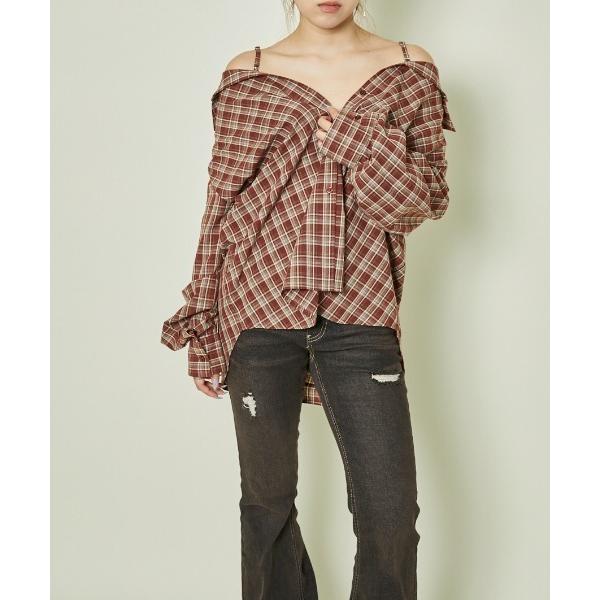 ブラウス シャツ 「ゆるっと3WAY」チェックシャツ／こなれアレンジ自在 レディース