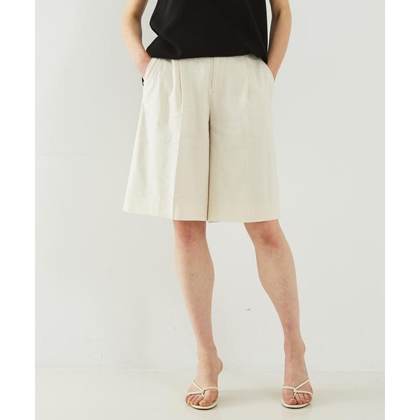パンツ リネンヴィスコースハイウエストハーフパンツ レディース