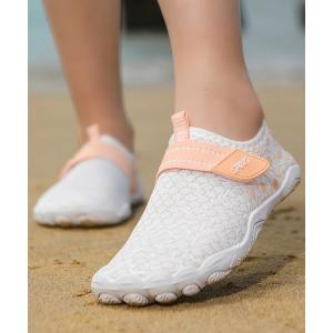 シューズ 「水陸両用/男女兼用/速乾/排水/軽量」ロゴ入り波状柄マリンシューズ キッズ レディース レディース メンズ