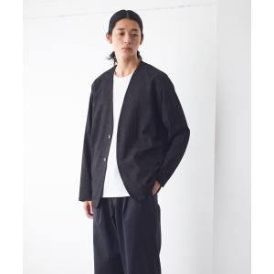 ジャケット ノーカラージャケット 「セットアップ対応」デニムライクストレッチ ノーカラージャケット メンズ