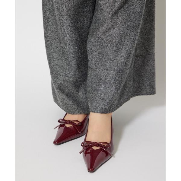 サンダル リボンエナメルミュール  靴 レディース