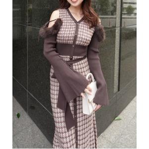 ワンピース 「2025AW」many wayフェイクファージャガードニットワンピース 秋服