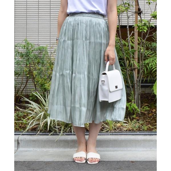 スカート 「＆soiree」グロッシープリーツスカート