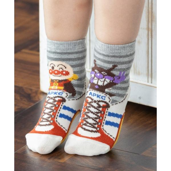 靴下 アンパンマンばいきんまんスニーカー風クルーソックス キッズ 子供 男の子