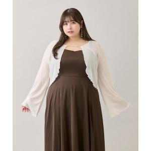 tシャツ 「大きいサイズ」チャーム付きシアーカーディガン レディース