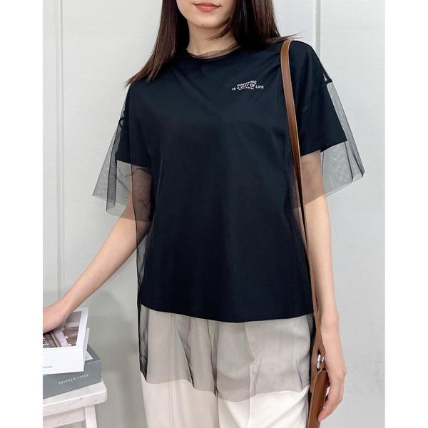tシャツ 「＆soiree」 ロゴT×チュールT コンパクトアンサンブル レディース