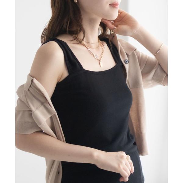 タンクトップ ノースリーブ milli de l'air ワイドストラップスクエアタンクトップ レデ...