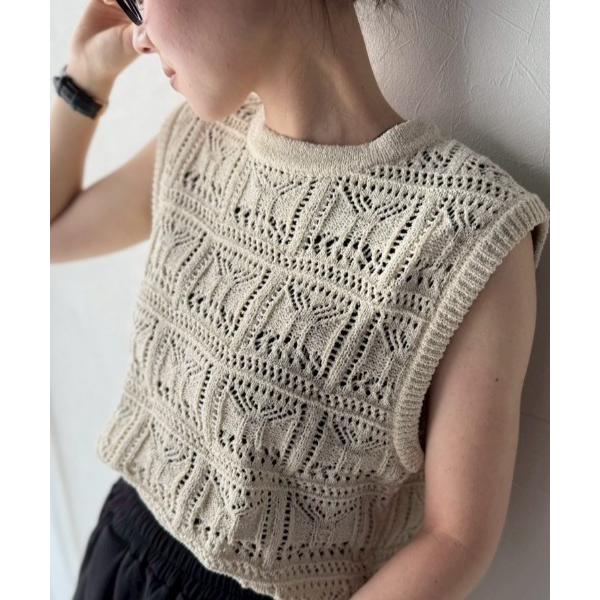 ベスト ジレ milli de l'air  幾何柄編みニットベスト レディース