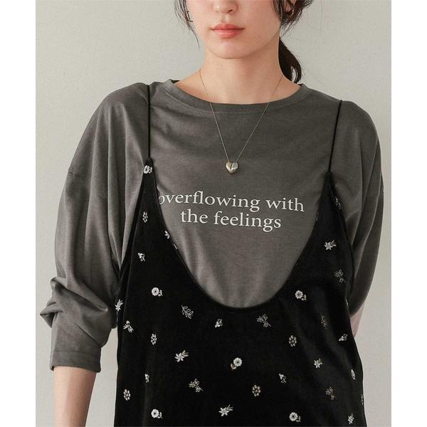 tシャツ 文字プリントシアーロングTシャツ レディース