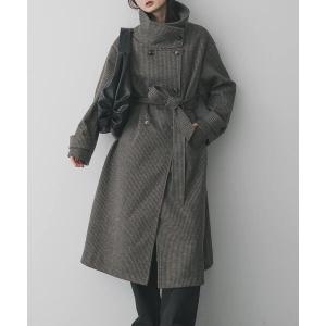 コート アウター スタンドカラーロングコート レディース