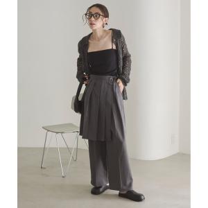 スラックス パンツ 「セットアイテム/単品着用可能」ラッププリーツスカート付き スラックスパンツ レディース