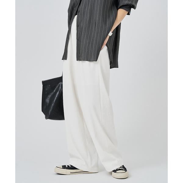 パンツ 「追加」 手洗い可 / ポリエステルツイルリラックスパンツ 3 レディース