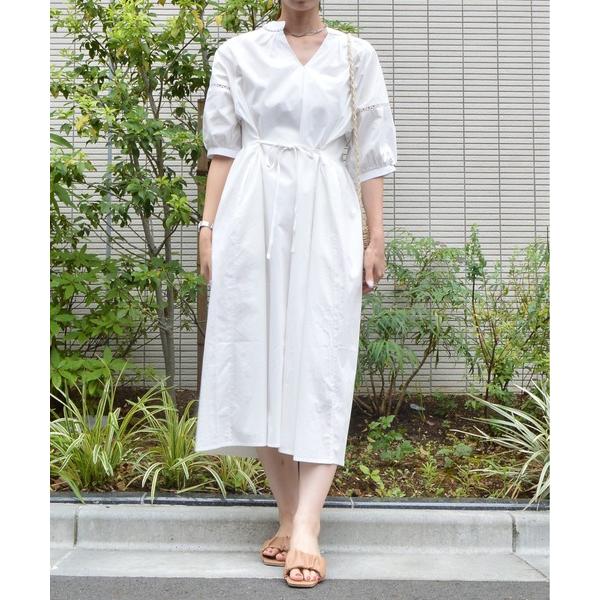 ワンピース 「＆soiree」ボリュームスリーブキーネックワンピース