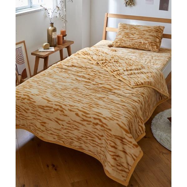 ブランケット まるで猫！のようなモフモフ2枚合わせ中わた入り毛布 吸湿発熱わた入り｜ダブル「猫Fee...