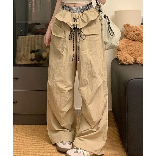 パンツ ドローストリングパッチワークパンツ レディース