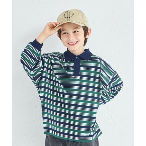 tシャツ ユニセックス ビッグシルエット ボーダーポロTシャツ キッズ 子供服 男の子 女の子