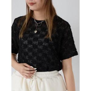 tシャツ 花メッシュプルオーバー レディース