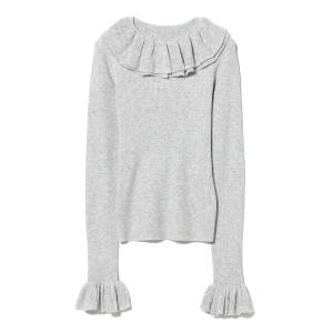 ニット セーター フリルリブ ニット プルオーバー レディース