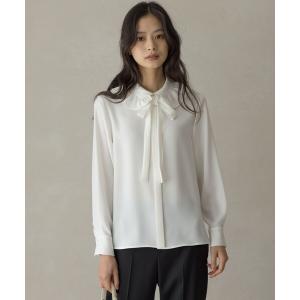 ブラウス シャツ ボウタイ付きフリルカラー ブラウス レディース