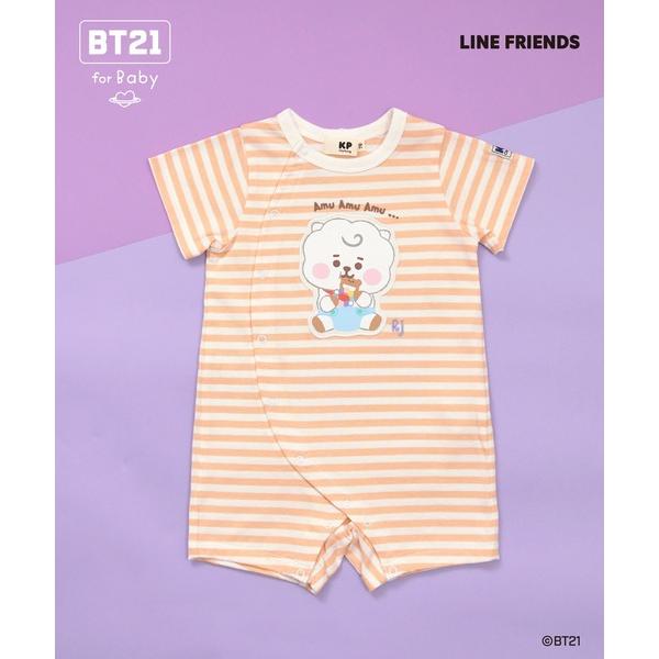 ベビー服 ロンパース 「BT21」アップリケボーダーショートオール
