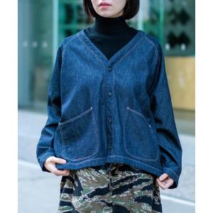 カーディガン 「D.M.G. / ディーエムジー」 6ozデニム ワークシャツカーディガン レディース