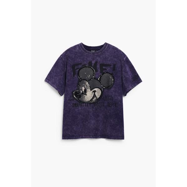 tシャツ ヴィンテージ風ミッキーマウススパンコールTシャツ レディース